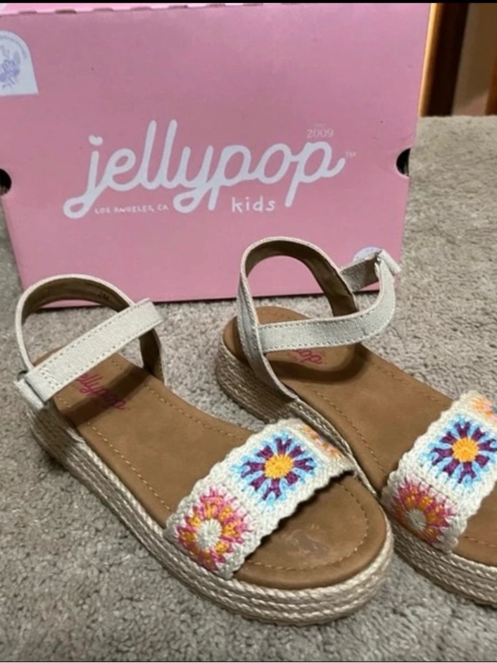 Jellypop Kids Cream Crochet Flower Sandals